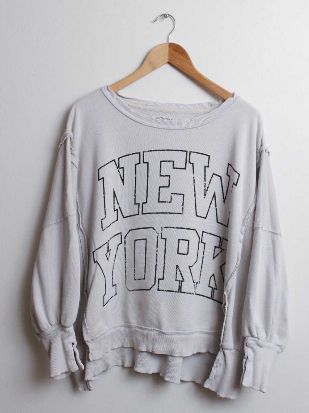Free People We The Free Graphic Camden New York Sweatshirt Stained Flawed